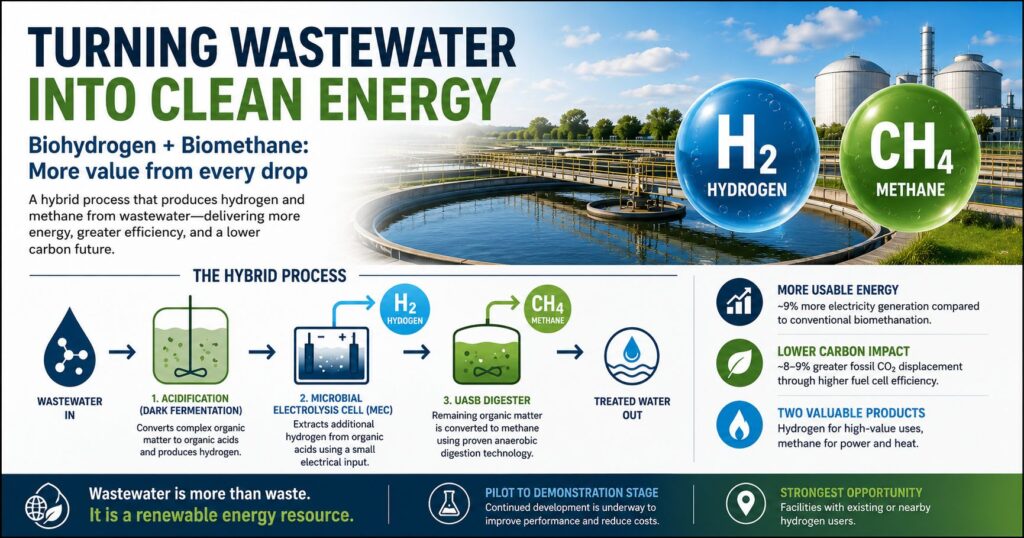 Biohydrogen from Wastewater: Hybrid Fermentation-MEC-UASB Approach